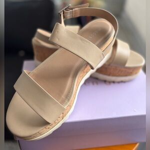 Madden Girl Neutral Beige Cork Platform Sandals